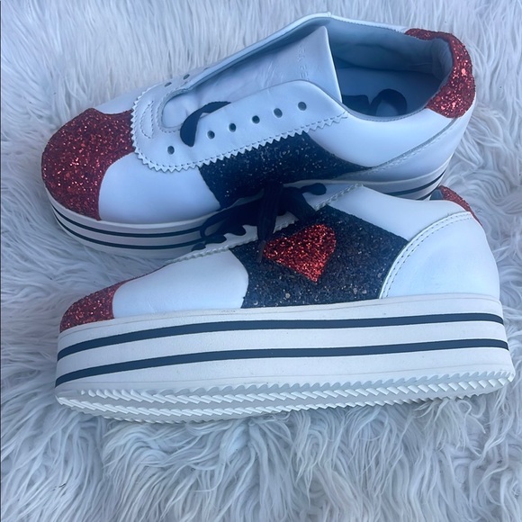 Red Glitter Sneakers with Black Laces. Chiara Ferragni. Size 36 - Picture 7 of 10